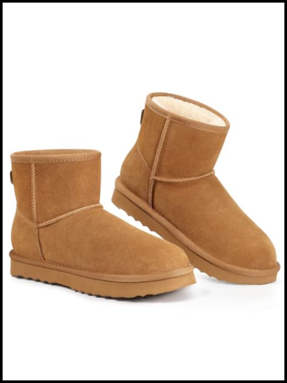 Genuine Suede Fur Lined Mini Snow Booties Ankle Boots